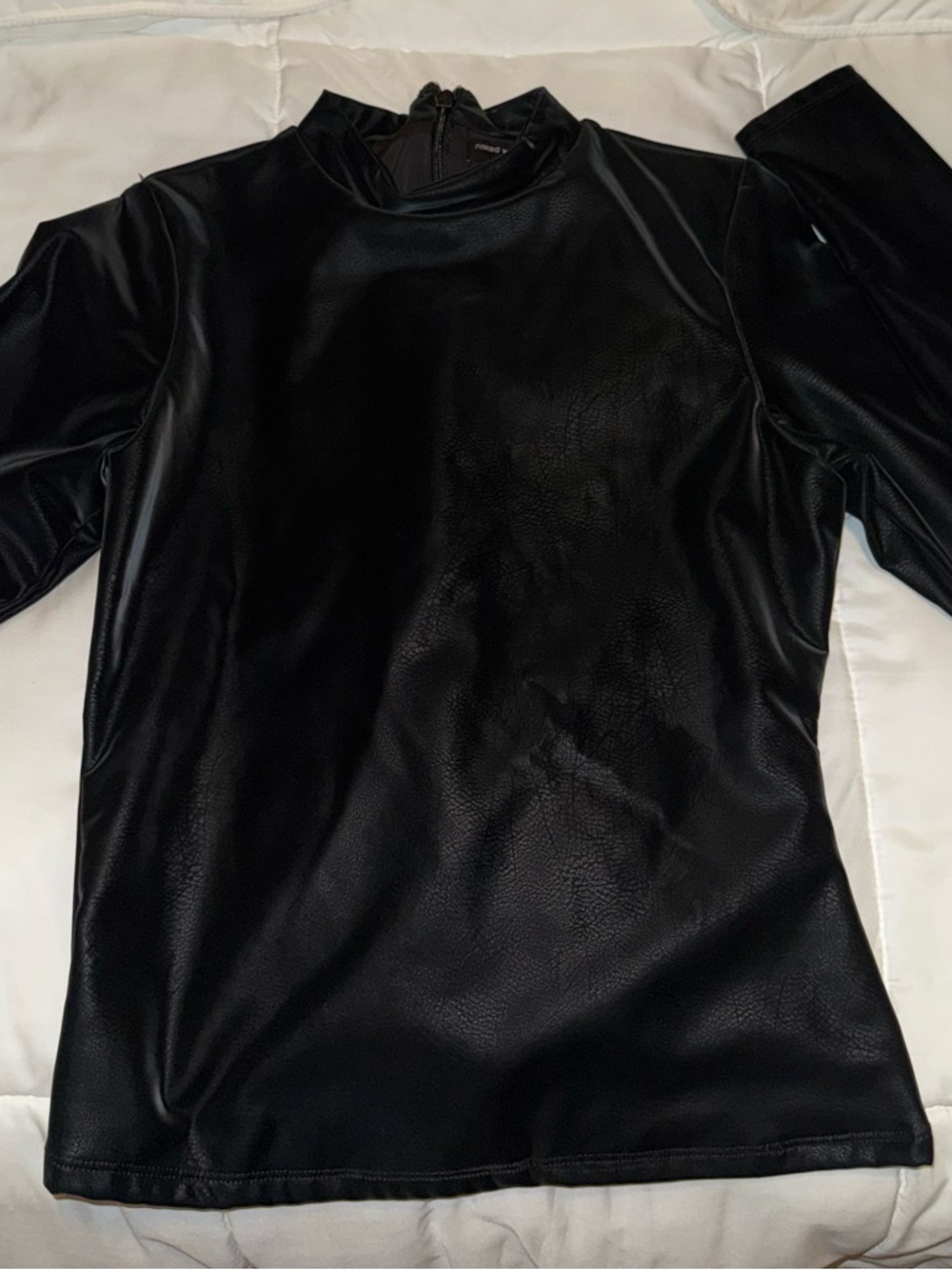 Naked, wardrobe Black Faux Leather suede Long Sleeve Top